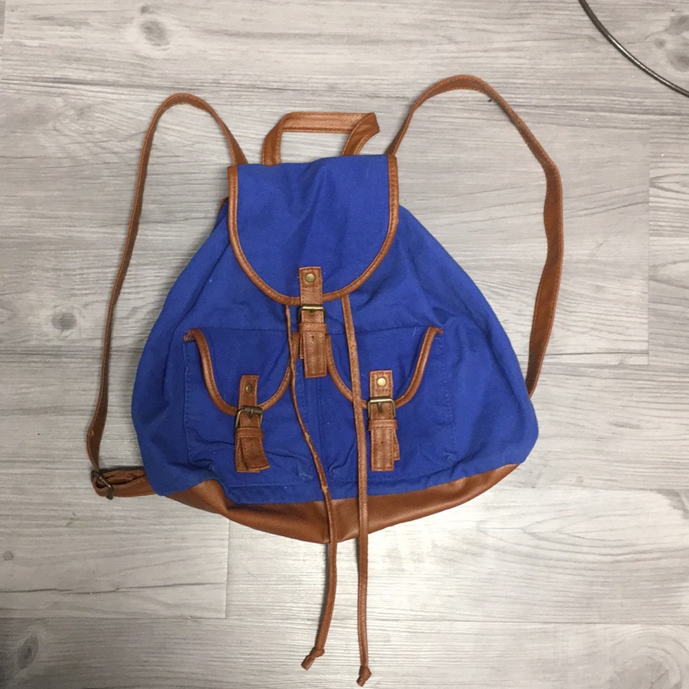 Blue and Brown Backpack